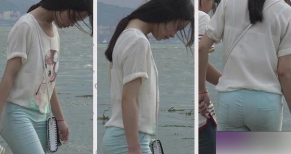 《清纯少女在海边戏水，街拍作品曝光！》